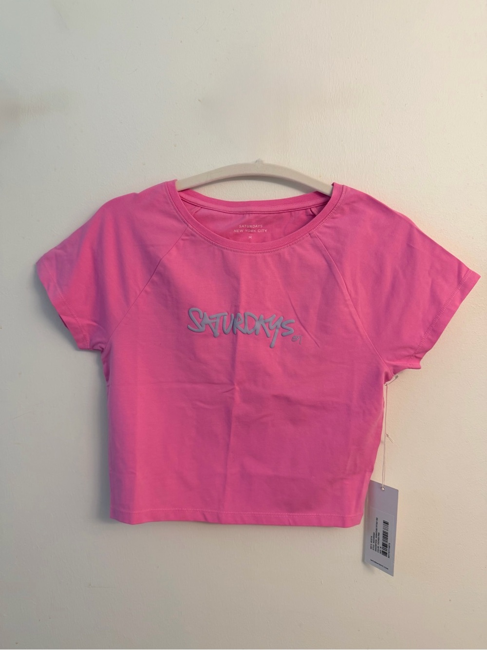 NWT Saturdays New York City Hot Pink Logo Crop Tee